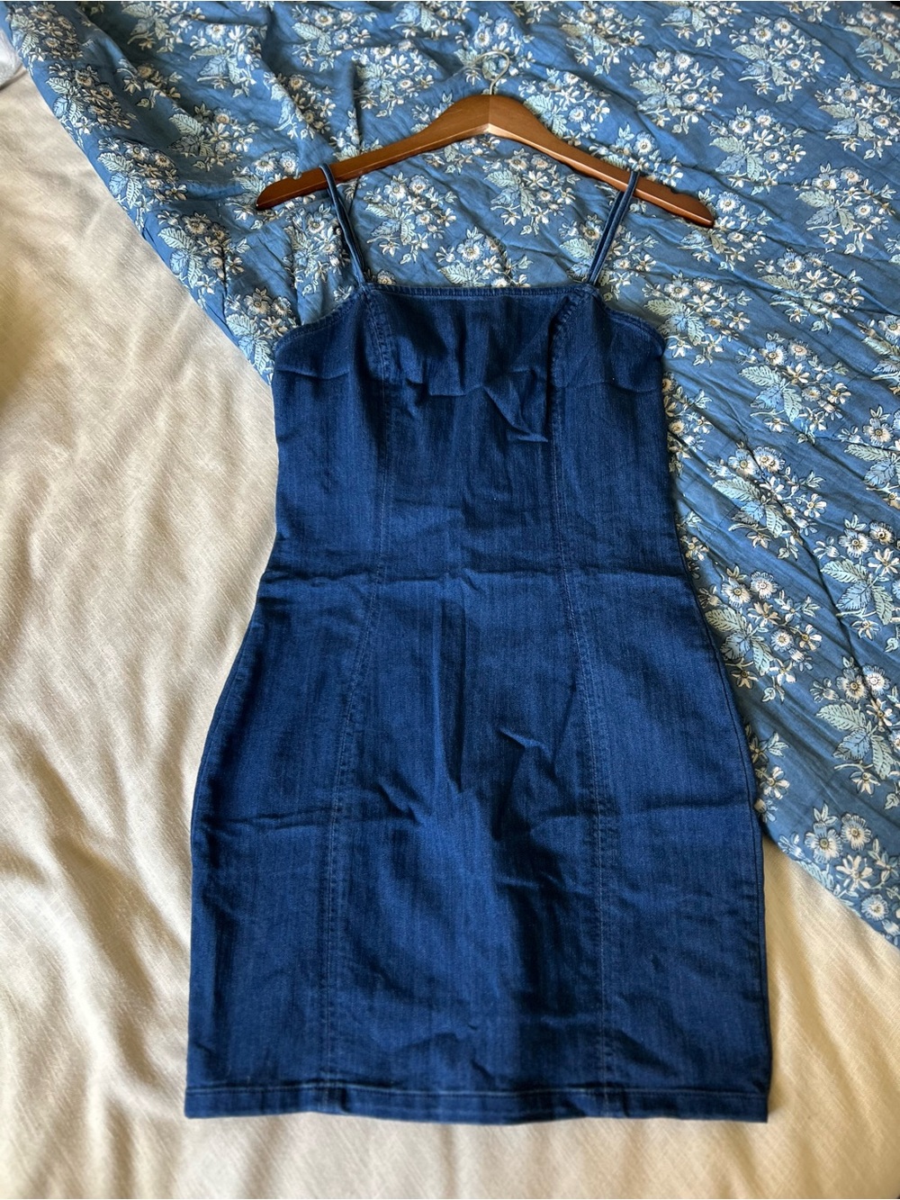 Stretchy denim mini dress